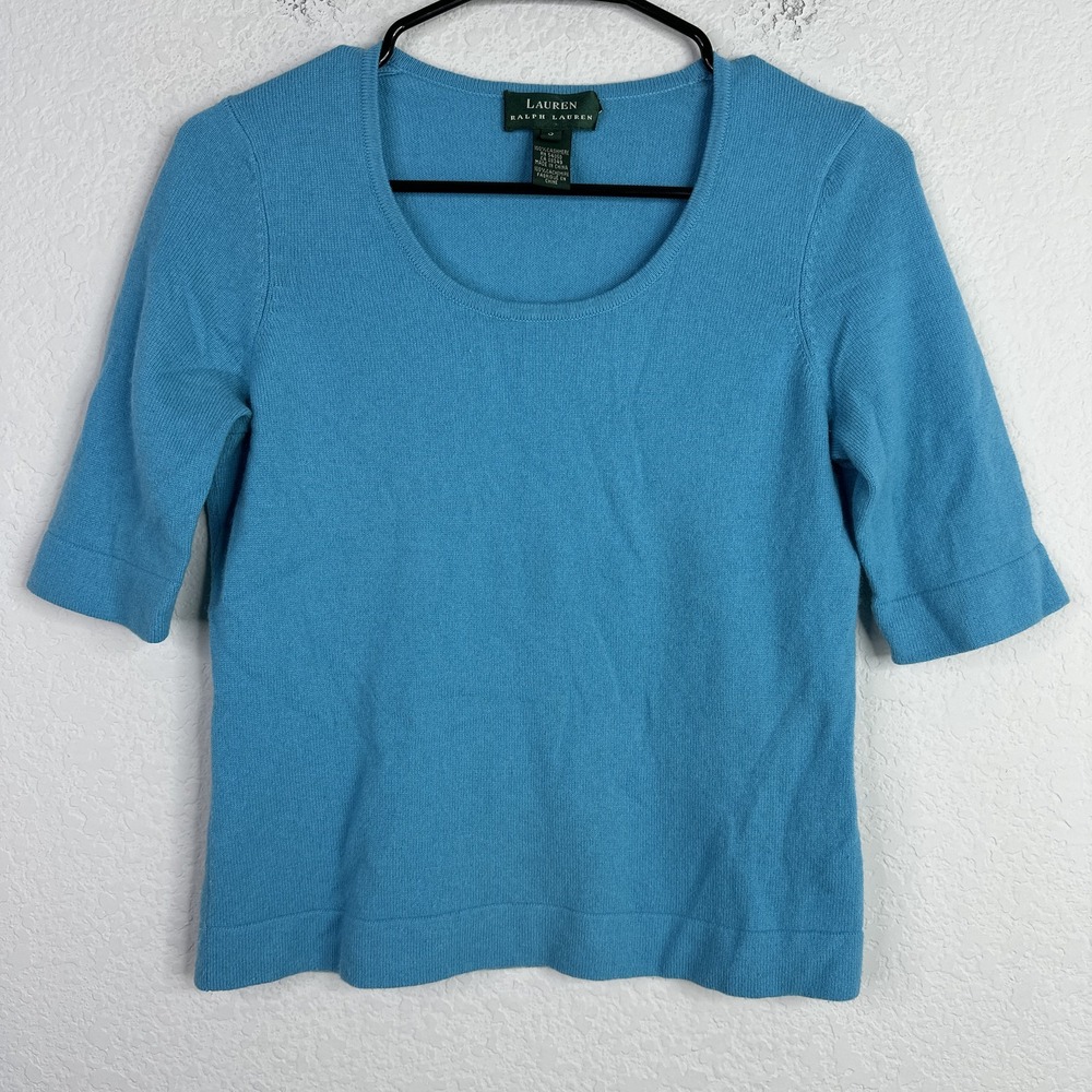 Lauren Ralph Lauren Sweater Womens S Blue Cashmere Classic Preppy Minimalist